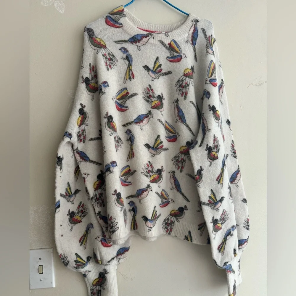 BODEN Blouson Sleeve Fluffy Jumper Ivory Tropic Bird - Picture 5 of 6